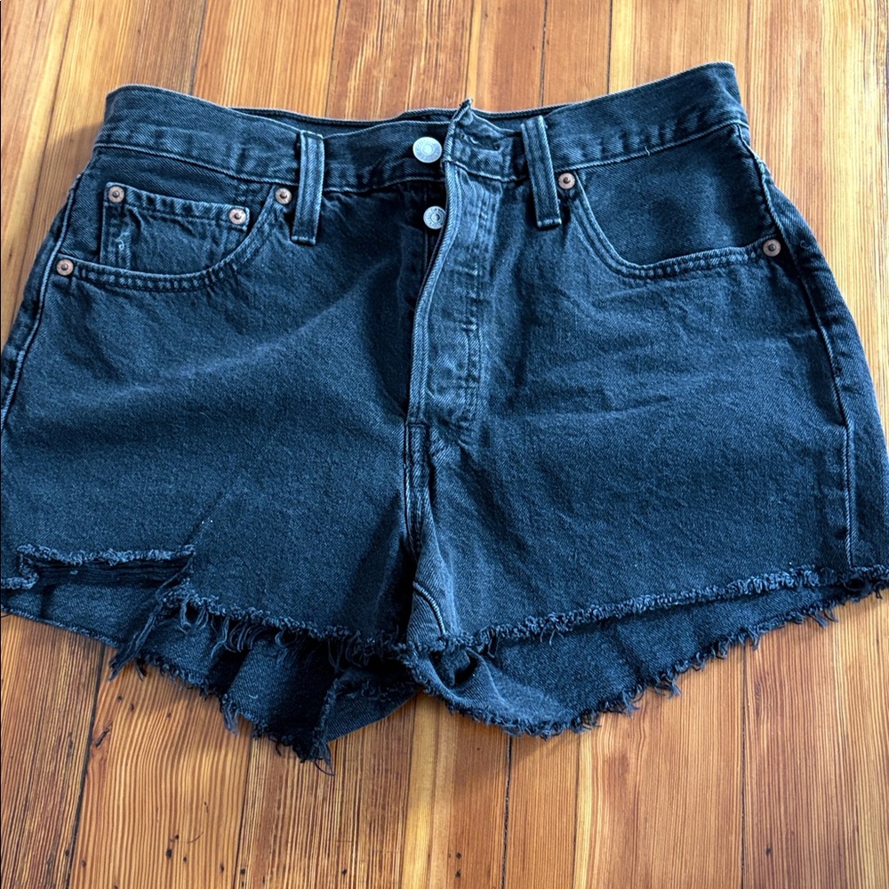 Levi Black Denim Cutoff Shorts